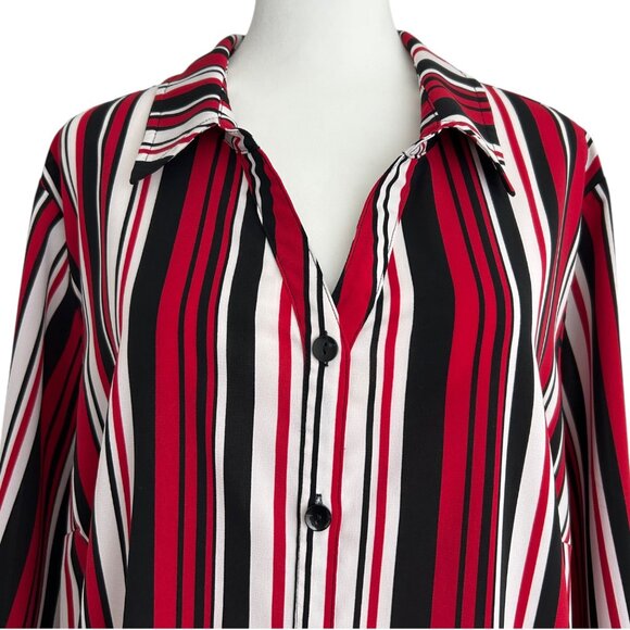 Catherines 3/4 Sleeve Striped Button Up Shirt (1X WP) - Picture 5 of 14